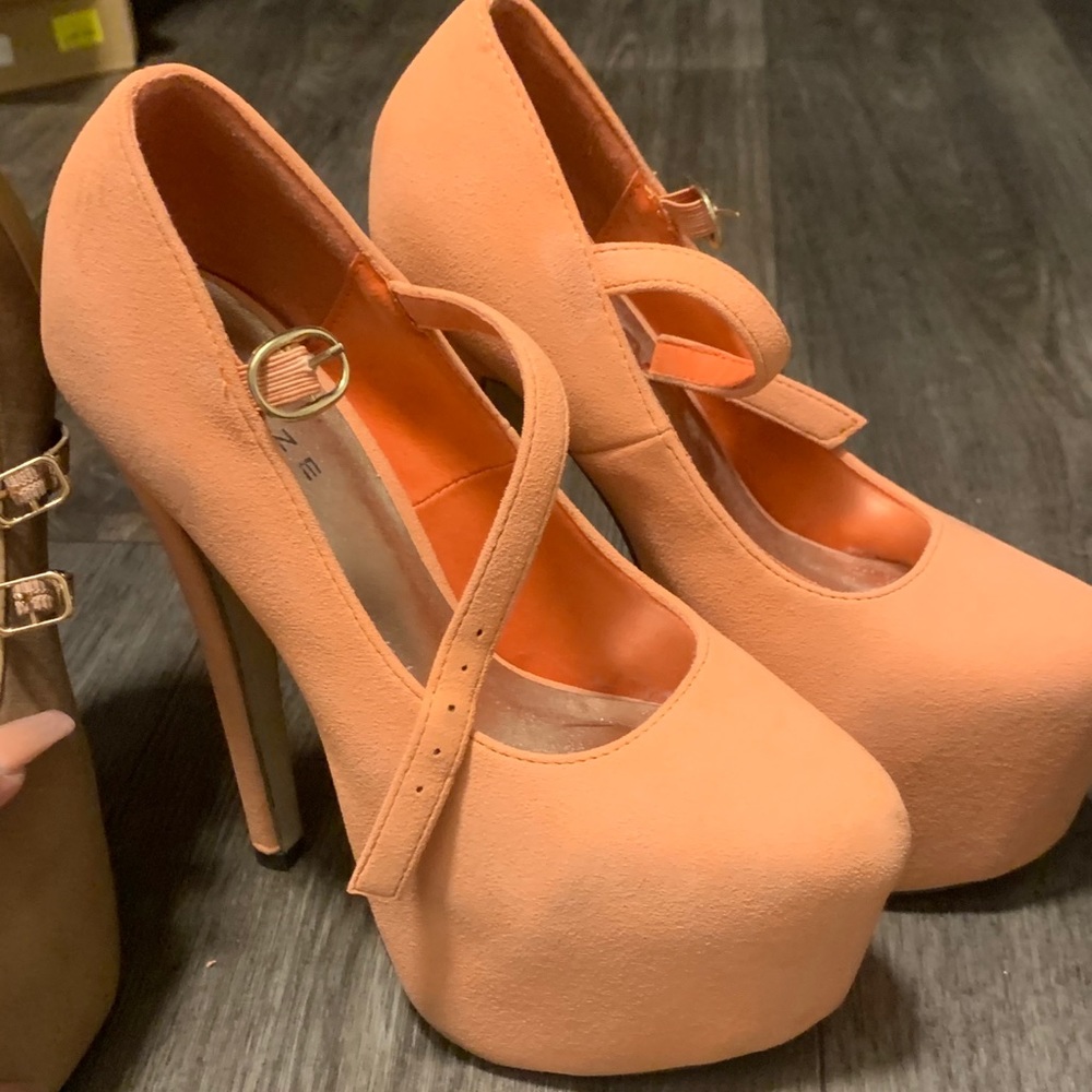 Peach heel pumps